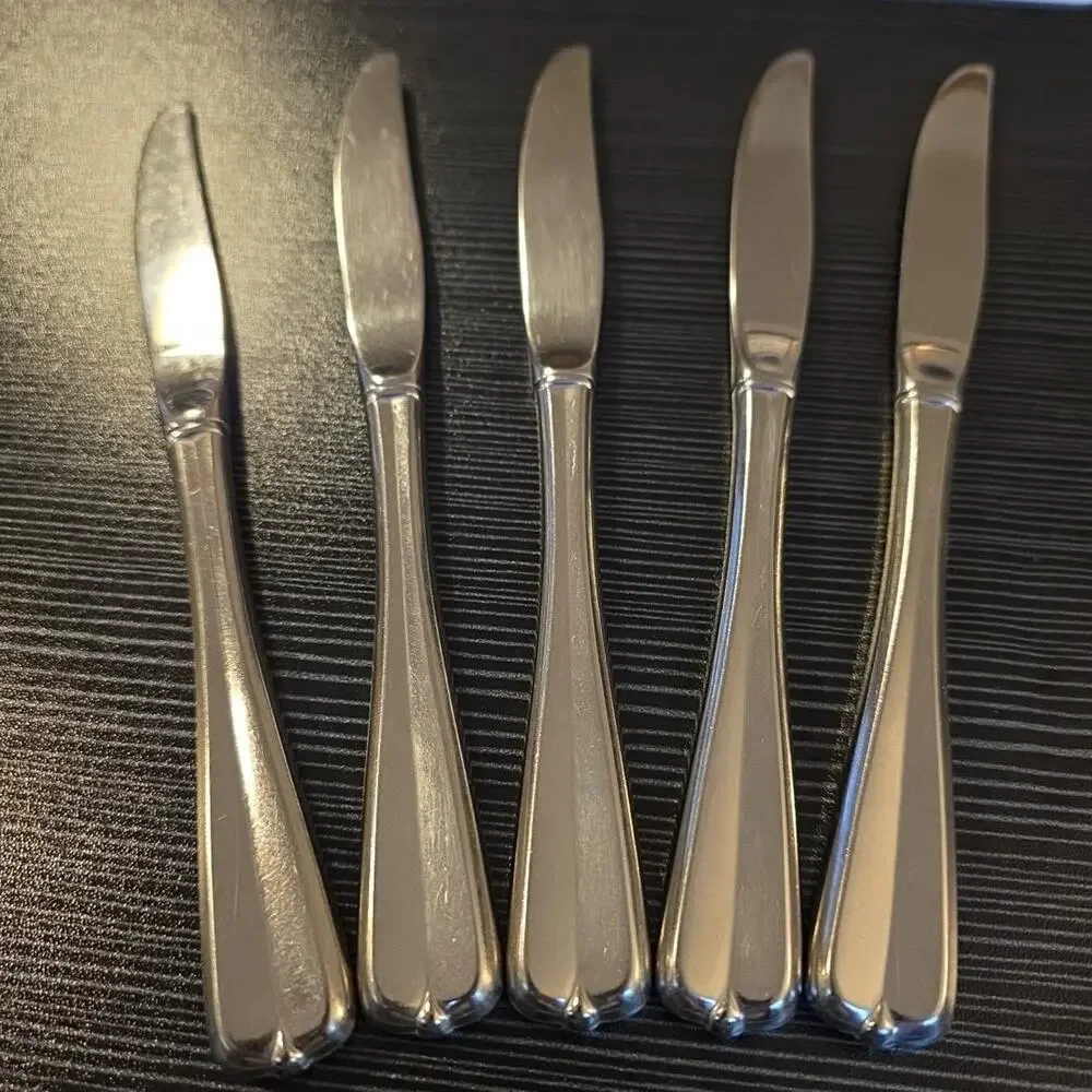 Vintage Oneida Silver Gala Impulse Hollow Knife Modern Set Of 5 1997-2001